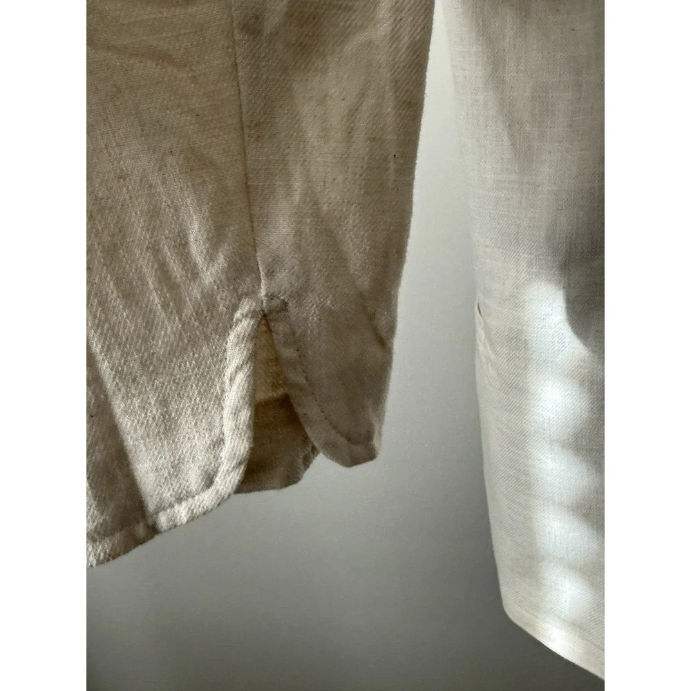 Stoosh Women's M Linen Blend Open Front Blazer Pockets